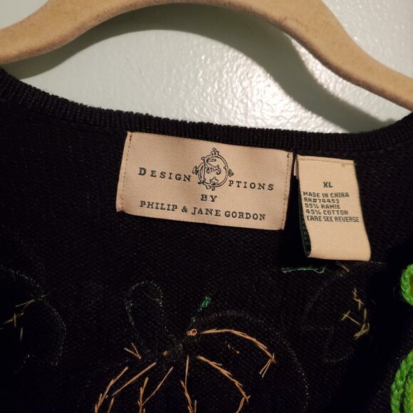 Vintage 90s Festive Pumpkin Embroidered 3/4 Sleeve Cardigan Sweater Halloween - Picture 7 of 12